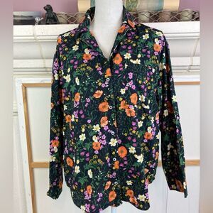 💐flowered poplin shirt oversized NWOT